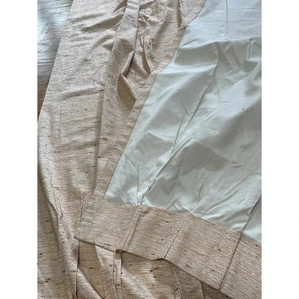 Vintage Tan Tweed Drapes 2 Curtain Panels‎ Pinch Pleat MCM 22 X 83 ea